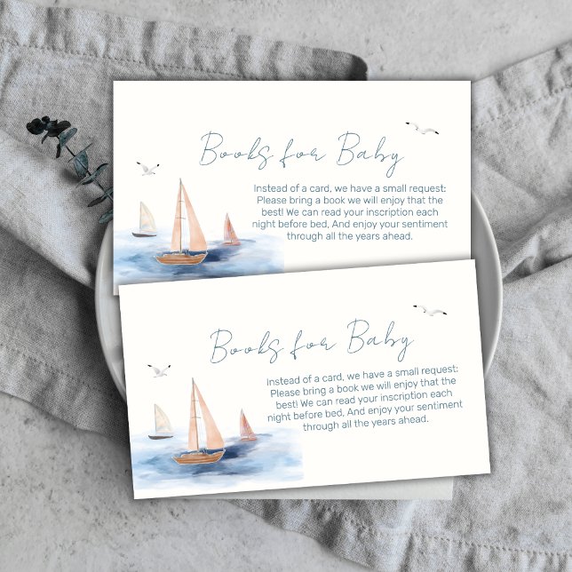 Minimalist Nautical Sailboat Books For Baby Shower Enclosure Card (Minimalist Nautical Sailboat Books For Baby Shower Enclosure Card)