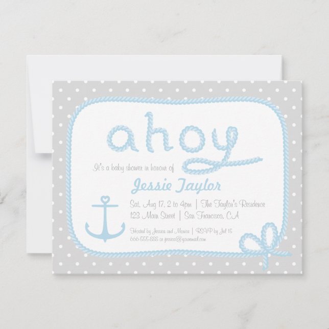 Minimalist Nautical Theme Baby Shower Invitations (Front)