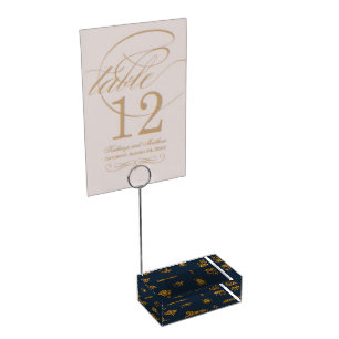 Minimalist Navy & Antique Gold Egyptian Pattern Place Card Holder