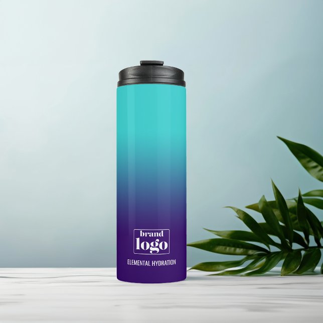 Minimalist Navy Aqua Gradient Elemental Logo Thermal Tumbler (Creator Uploaded)