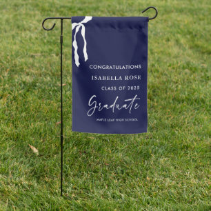 Minimalist Navy Blue 2025 Graduation Party Yard Garden Flag