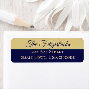 Minimalist Navy Blue And Gold Classy Address  Label