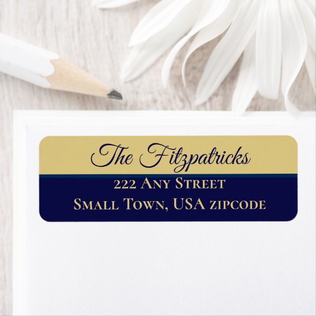 Minimalist Navy Blue And Gold Classy Address  Label (Insitu)