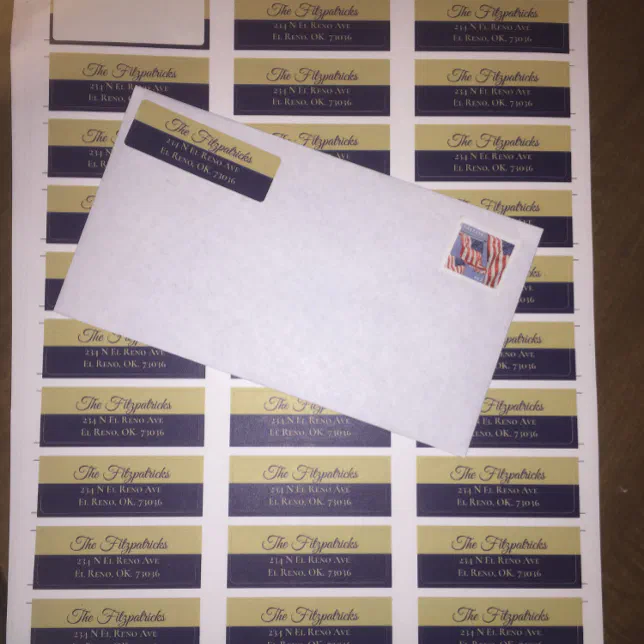 Minimalist Navy Blue And Gold Classy Address Label Zazzle