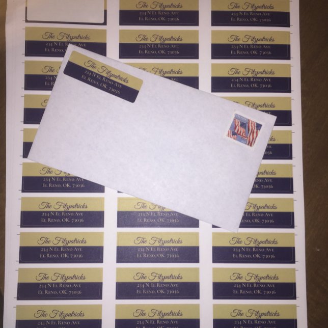 Minimalist Navy Blue And Gold Classy Address   Label (Creator Uploaded)