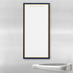 Minimalist Navy Blue and Gold Monogram Magnetic Notepad