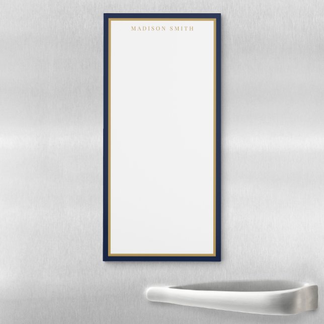 Minimalist Navy Blue and Gold Monogram Magnetic Notepad (In Situ)