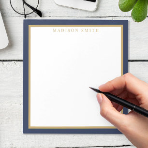 Minimalist Navy Blue and Gold Monogram Notepad