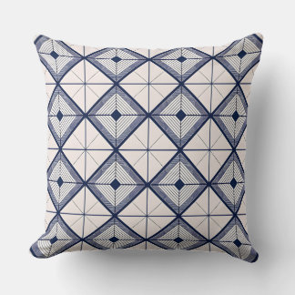 Minimalist Navy Blue and White Geometric Diamond Throw Pillow