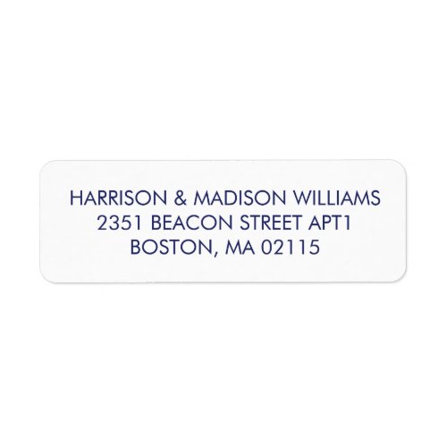Minimalist navy blue and white Return Address Label