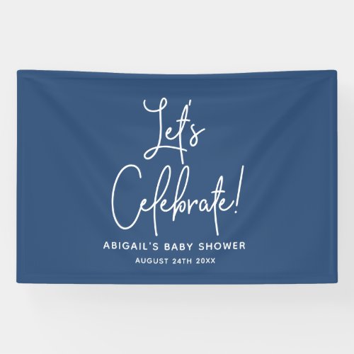 Minimalist Navy Blue Baby Shower Banner