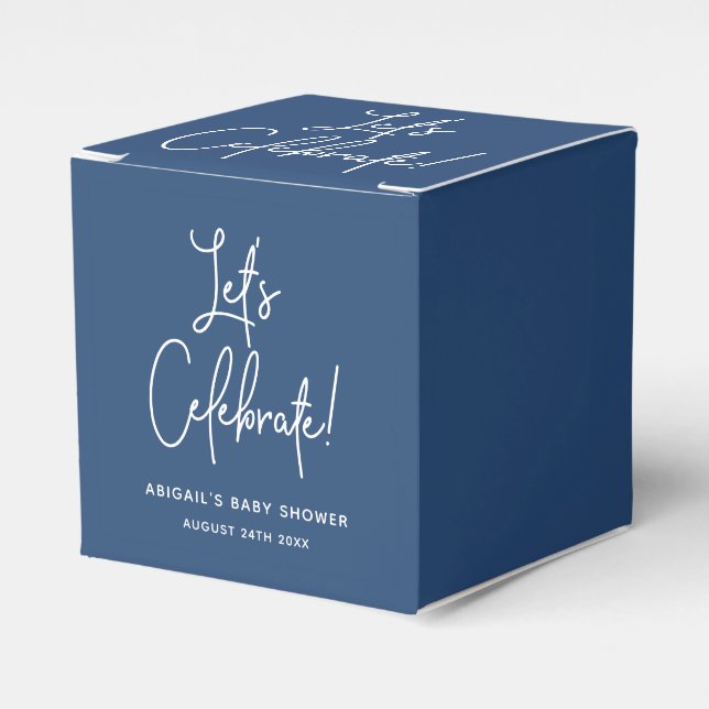 Minimalist Navy Blue Baby Shower Favor Box (Front Side)
