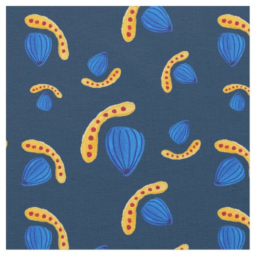 Minimalist navy blue boho hand-painted pattern fabric