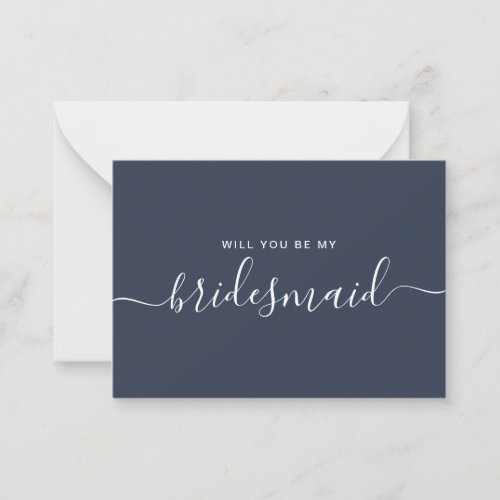 Minimalist Navy Blue Bridesmaid Proposal Note Card