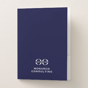 Minimalist Navy Blue Business Logo Pocket Folder