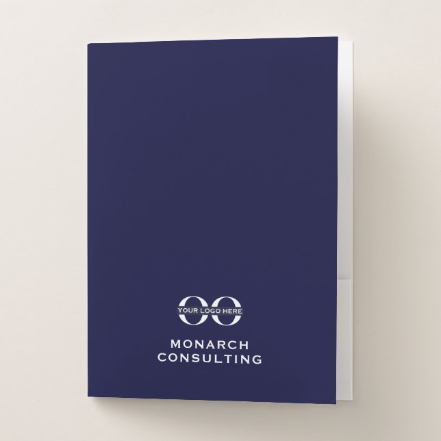 Minimalist Navy Blue Business Logo Pocket Folder (Front)