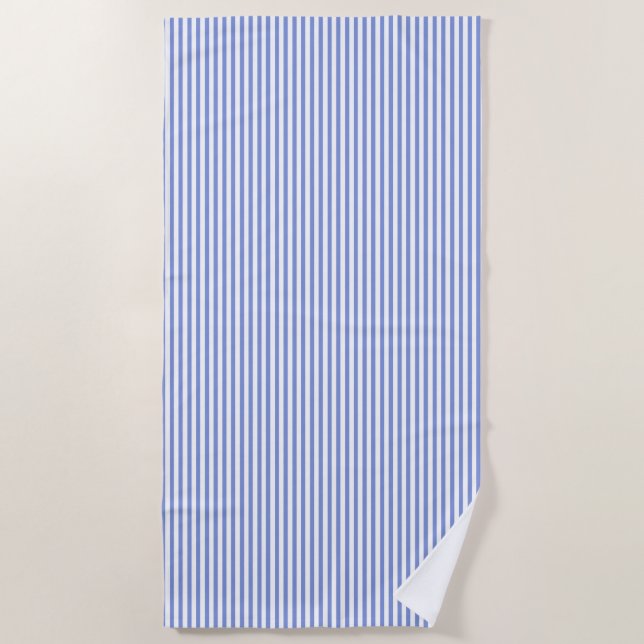 Minimalist Navy Blue Cabana Stripes Beach Towel (Front)