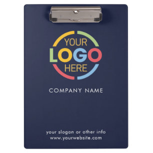 Minimalist Navy Blue Custom Company Business Logo Clipboard