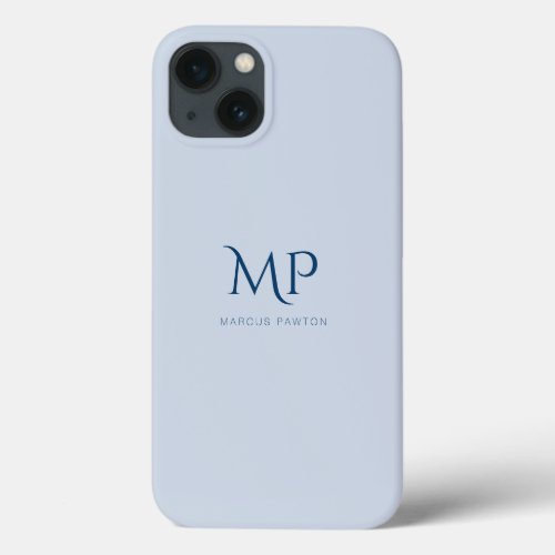 Minimalist Navy Blue Custom Monogram iPhone 13 Case