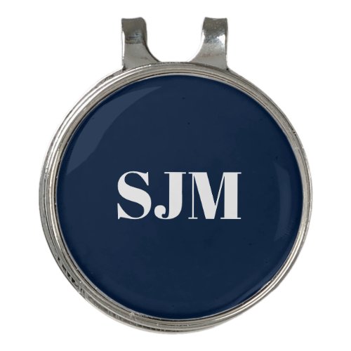 Minimalist navy blue Custom monogram initials Golf Hat Clip