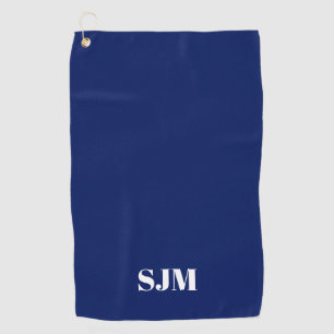 Minimalist navy blue custom monogram initials golf towel