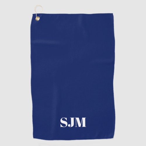 Minimalist navy blue custom monogram initials golf towel