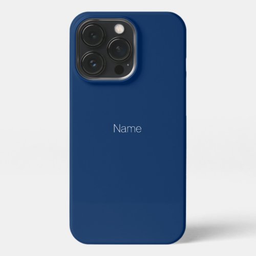 Minimalist navy blue custom name monogram iPhone 13 pro case