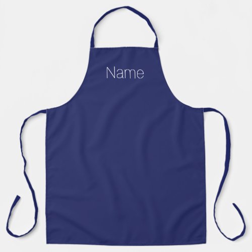 Minimalist navy blue custom name monogram solid apron