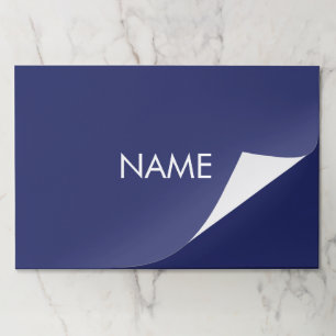 Minimalist navy blue custom name paper placemats