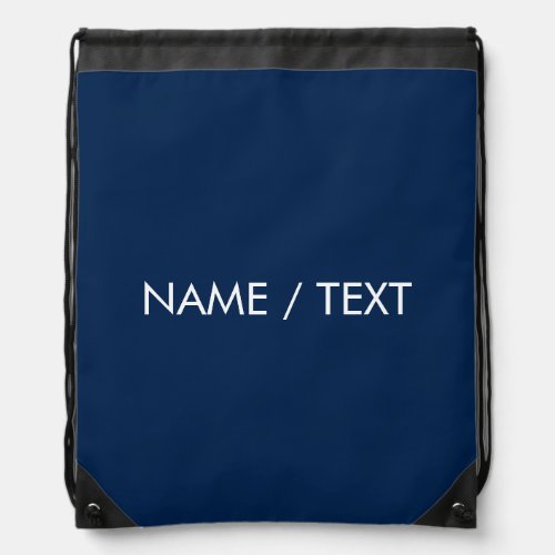 Minimalist navy blue Custom Name text monogram  Drawstring Bag