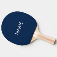 Minimalist navy blue custom name text monogram ping pong paddle