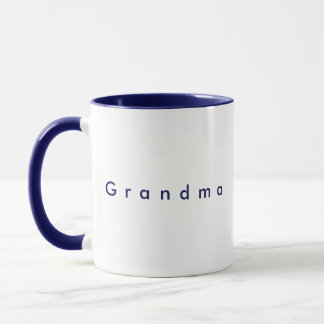 Minimalist Navy Blue Custom Text Grandma White Mug