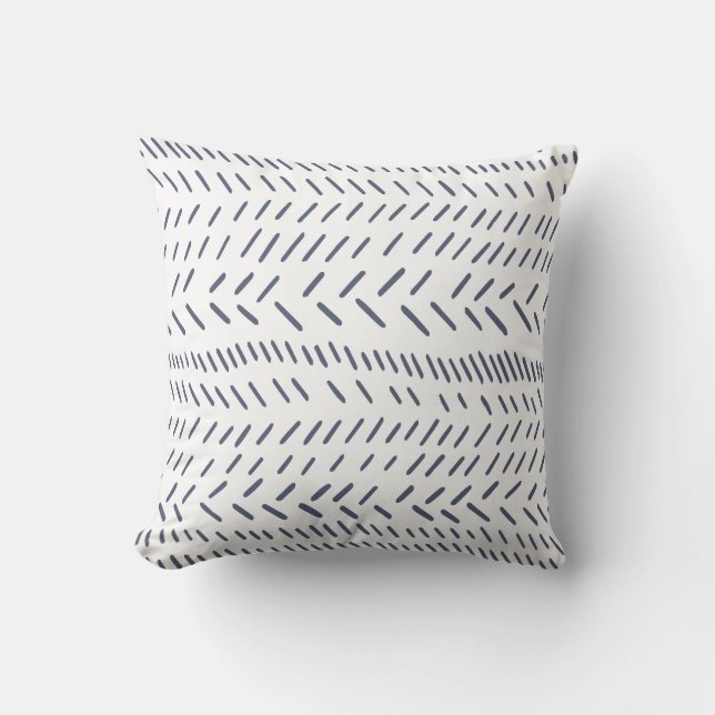 Minimalist Navy Blue Dash Pattern Modern Decor Throw Pillow (Front)