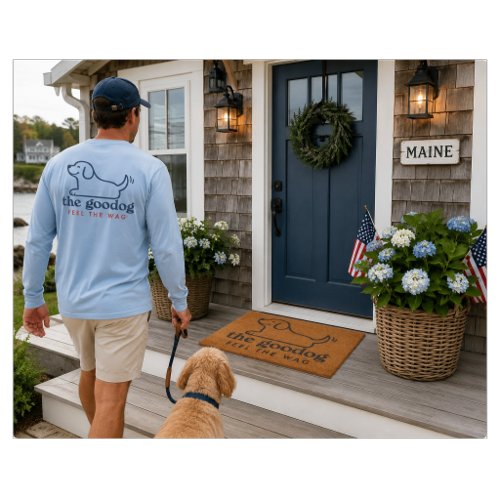 Minimalist Navy Blue Dog Silhouette Coir Door Mat