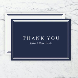 Minimalist Navy Blue Elegant Custom Thank You Card