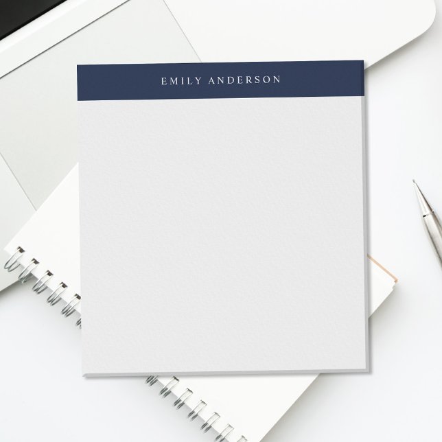 Minimalist Navy Blue Elegant Monogram Notepad (Creator Uploaded)