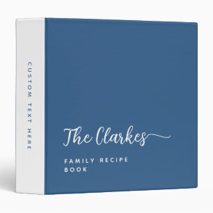 Minimalist Navy Blue Family Stationery 3 Ring Binder