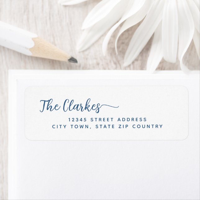 Minimalist Navy Blue Family Stationery Label (Insitu)