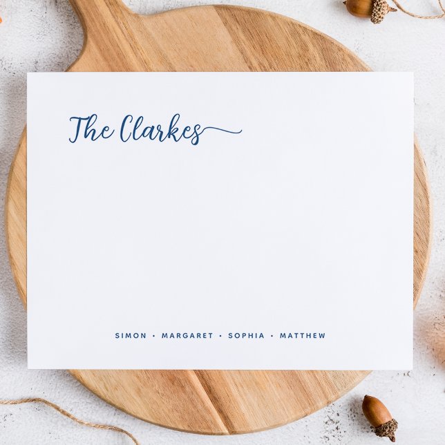 Minimalist Navy Blue Family Stationery  Note Card (Creator Uploaded)