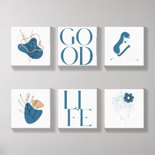 Minimalist Navy Blue Gallery Wall Art Set Canvas Photo Tile