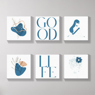 Minimalist Navy Blue Gallery Wall Art Set Canvas Photo Tile