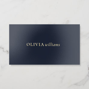Minimalist Navy Blue Gold Foil Business Cards