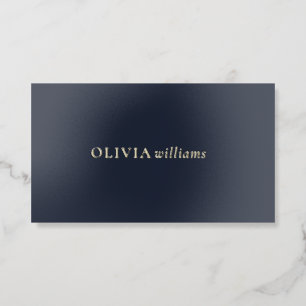 Minimalist Navy Blue Gold Foil Business Cards