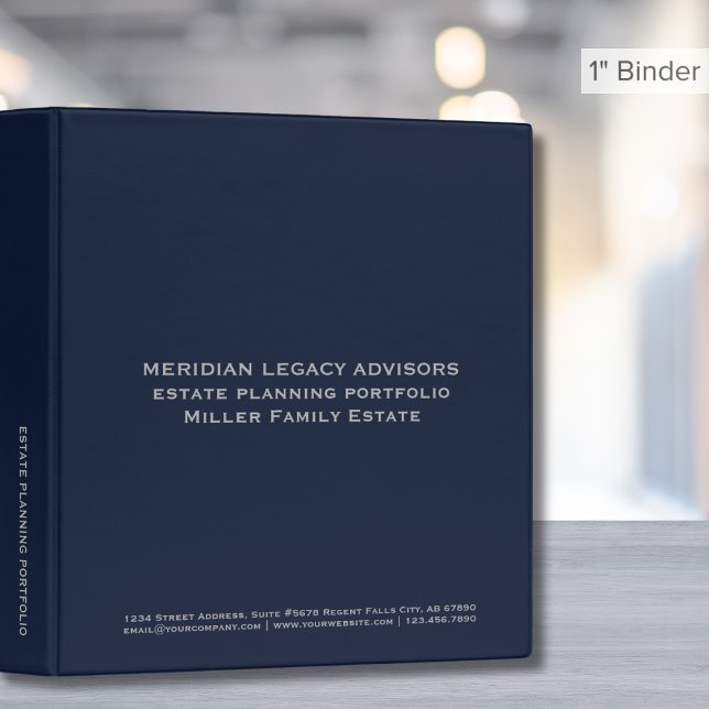 Minimalist Navy Blue Gray Portfolio 3 Ring Binder (Creator Uploaded)