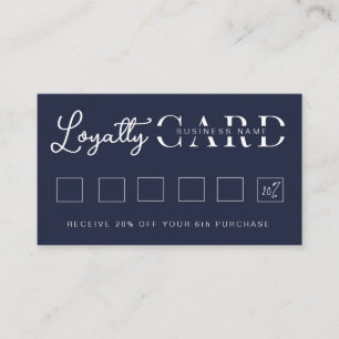 Minimalist Navy Blue Initial Script Loyalty Card