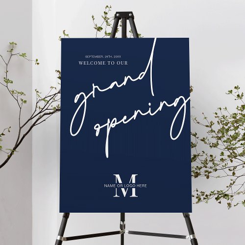 Minimalist Navy Blue Launch Party Business Welcome Foam Board