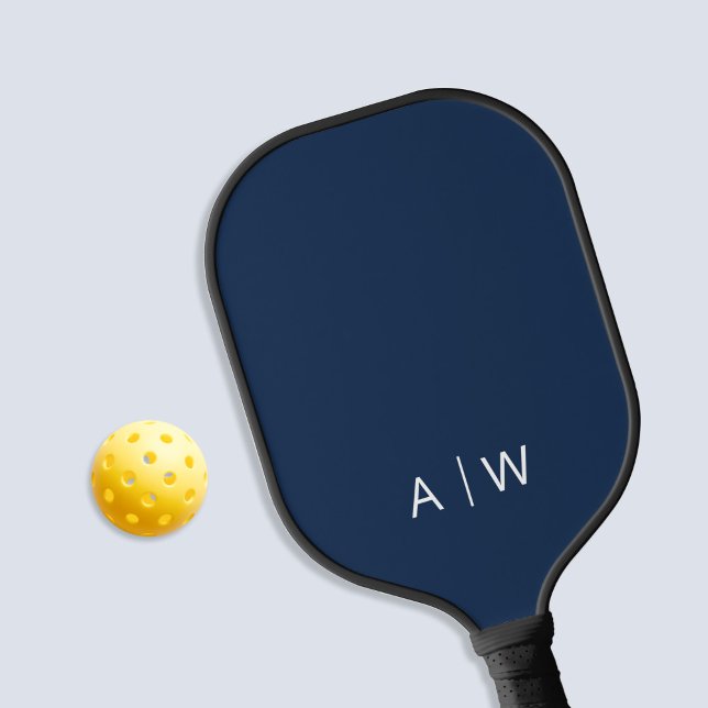Minimalist Navy Blue Modern Monogram Pickleball Paddle (Creator Uploaded)
