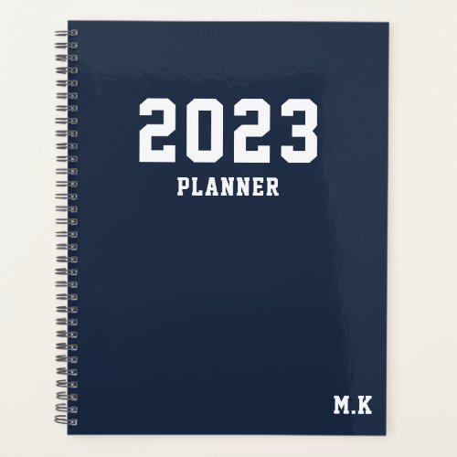 Minimalist Navy Blue Monogram 2023 Business Chic  Planner