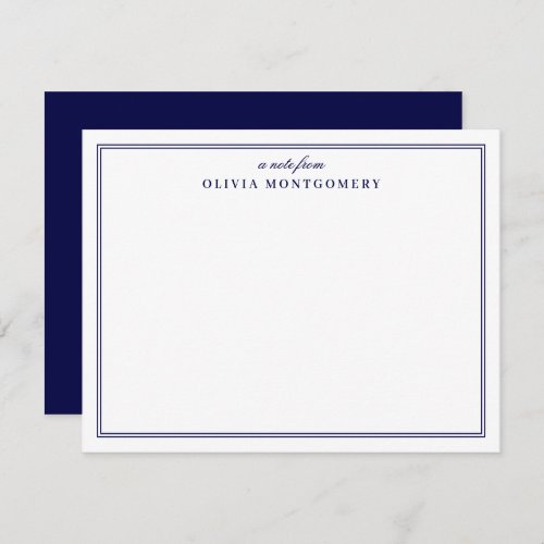 Minimalist Navy Blue Name Personal Note Card