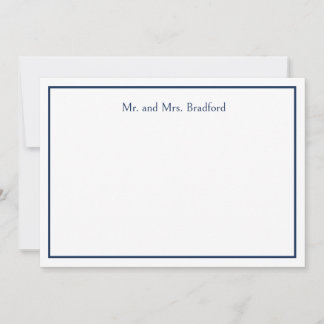 Minimalist Navy Blue Personalized Name Note Card